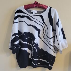 Magaschoni | Black and Grey Knit Oversized Top Sweater Blouse Elegant